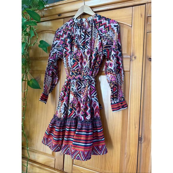 Zara Boho Hippiegeometric Print Mini Dress SZ XS - Picture 7 of 13